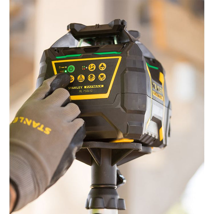 Pack niveau Laser Rotatif RL750LG (Li-Ion) Vert Stanley + trépied et mire FMHT77223-1