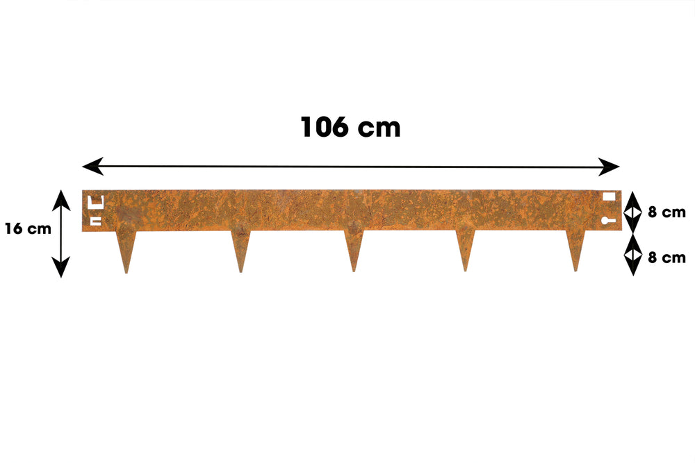 Bordure de jardin en acier Corten 16 x 106 cm EP1.5 Flexible - 7141269011390