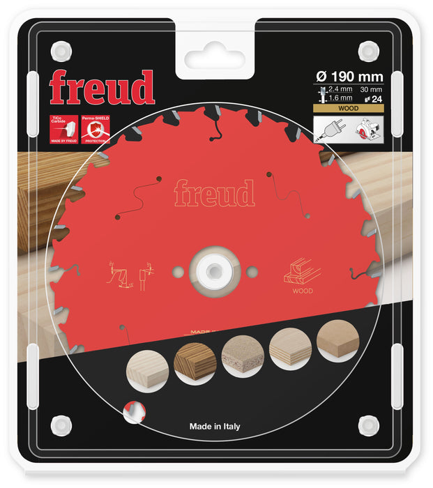 Lame scie circulaire bois D190 2,4/1,6 AL30 Z24 BA 15° - F03FS09717 FREUD