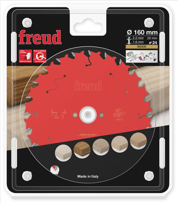 Lame scie circulaire bois D160 2,2/1,6 A20 Z24 BA 15° - F03FS09678 FREUD