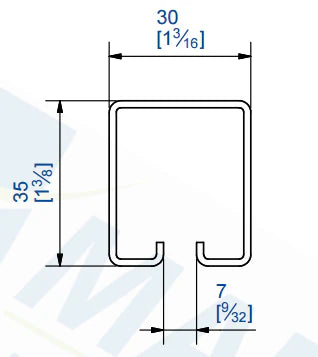 Rail 35x30 Chemin de roulement pour portes suspendues prix au ML