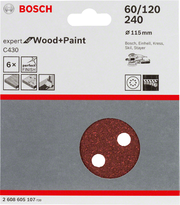 6 Abr Exc Assort Ø 115 G60/120/240 Bosch 2608605107