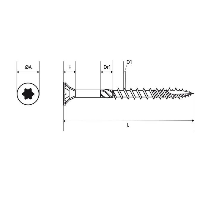 Vis bois terrasse tête fraisée étroite INOX VissalBois TX