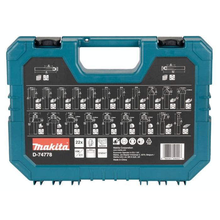 Coffret de 22 fraises à rainurer - D-74784 Makita