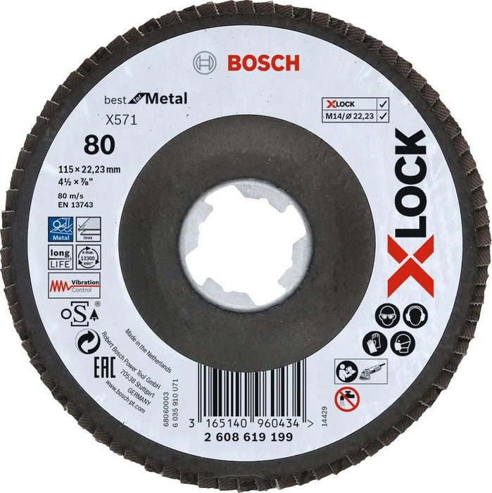 Plateaux à lamelles XLock X571 diamètre 125 grain 80 - 2608619203 Bosch