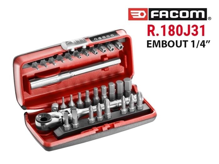 Coffret d'embouts 1/4  avec cliquet compact R.180J31PB Facom