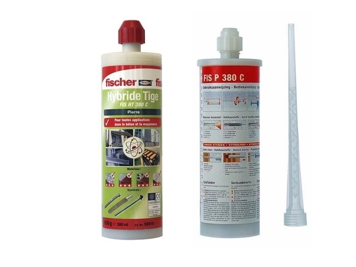 Résine de scellement hybride FIS HT 380 C pour tiges filetées Fischer 380ml ton pierre