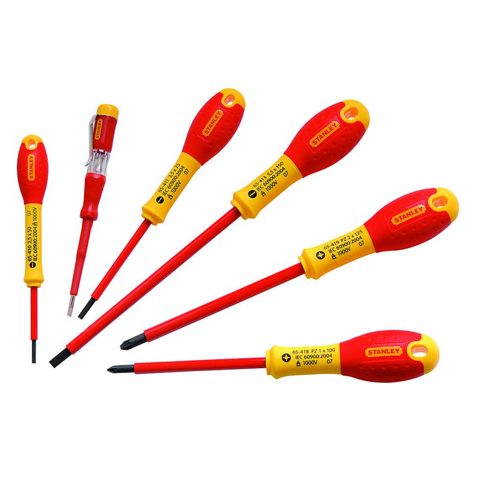 Tournevis Isoles 1000V Elec + Pozi + Testeur - Jeu De 6Pcs F Stanley 0-65-443