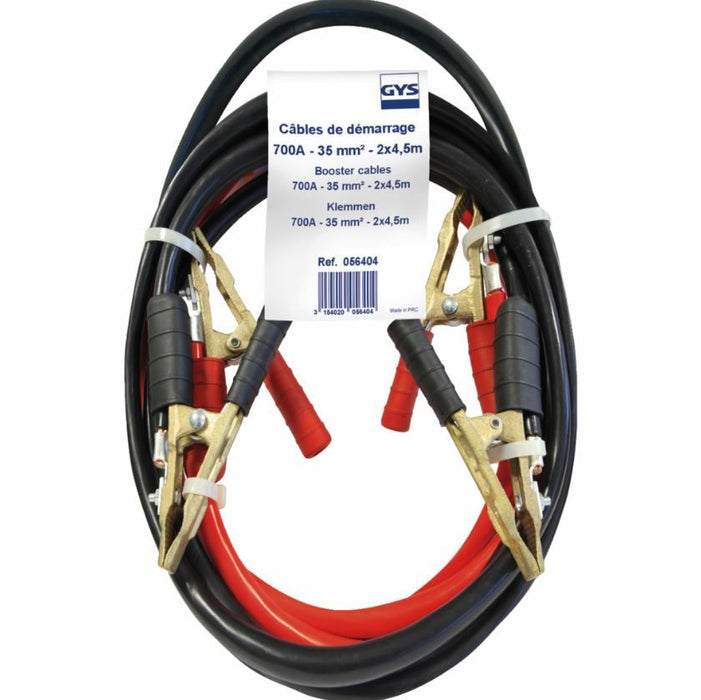 Câbles démarrage 700 A - 4,5 m / 35 mm² pinces laiton 056404 GYS
