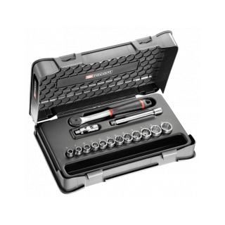 J.161-1P12 Coffret douilles 3/8" 12 pans métriques - 15 pièces - J.161B