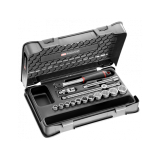 J.161-2P12U Coffret douilles 3/8" 12 pans en pouces - 16 pièces - J.161B