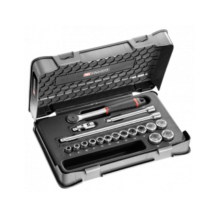 J.161-2P6 Coffret douilles 3/8" 6 pans métriques - 18 pièces - J.161B