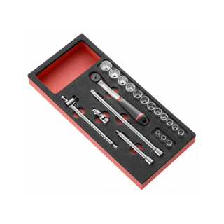 MODM.J161-36 Module mousse douilles 3/8" 6 pans métriques - 20 pièces - J.161B