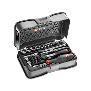 R.161-4P6U Coffret douilles 1/4" 6 pans en pouces et embouts - 31 pièces - R.161B