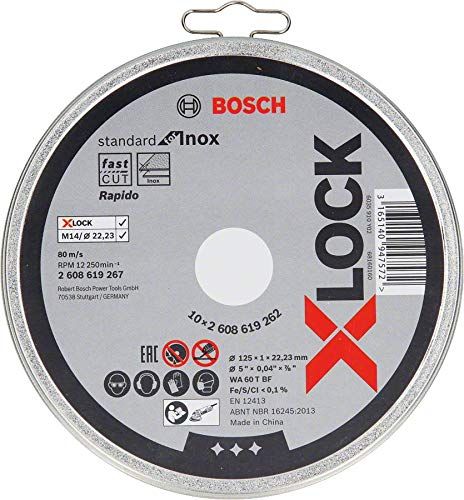Boite de 10 disques à tronçonner Std Inox 125x1,0 Plat X-Lock Bosch 2608619267