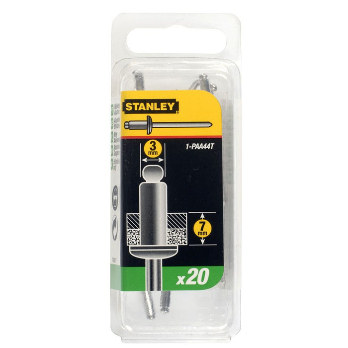 Rivet Aluminium - En Boite MEDIUM - 3 mm x 6,35 (x 20 pcs) Stanley 1-PAA44T