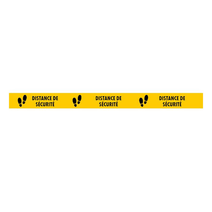 Marquage au sol antidérapant jaune 1000x70mm "distance de sécurité"