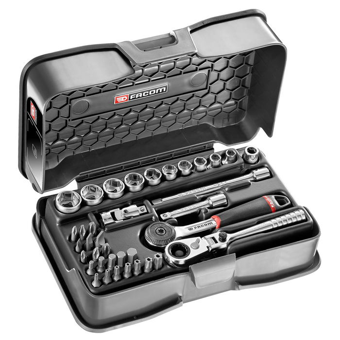 Coffret cliquet 1/4" + douille hex tete flexible Facom R.161-6P6HX